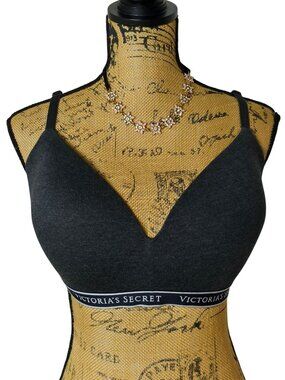 Victorias Secret Bra 36DDD T-Shirt Charcoal Lighly LIned Wireless Everyday Wear